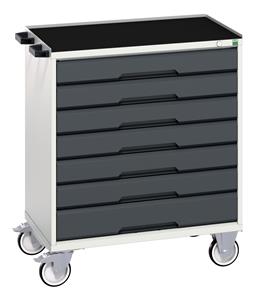 verso mobile cabinet with 7 drawers and top tray. WxDxH: 800x550x965mm. RAL 7035/5010 or selected Bott Verso Mobile  Drawer Cupboard  Tool Trolleys and Tool Butlers